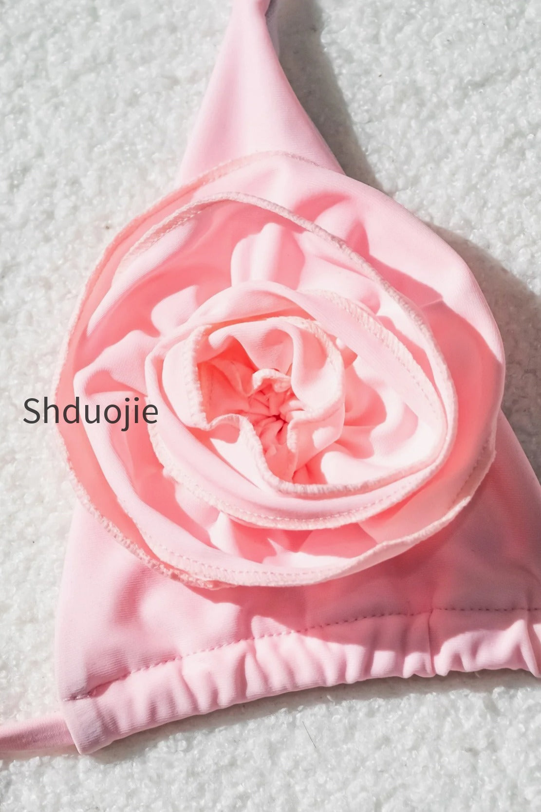 ruffle-floral-solid-tie-bikini-set