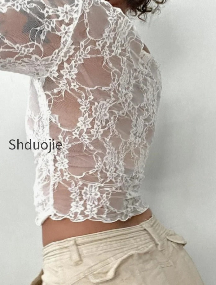 sexy-slash-neck-off-shoulder-lace-see-through-long-sleeve-casual-pullover-club-t-shirts
